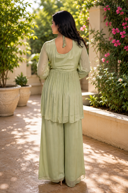 Meher-e-Noor - Embroidered Palazzo Set