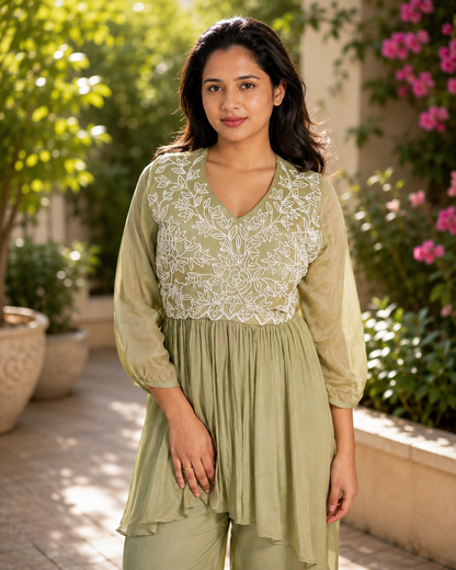 Meher-e-Noor - Embroidered Palazzo Set