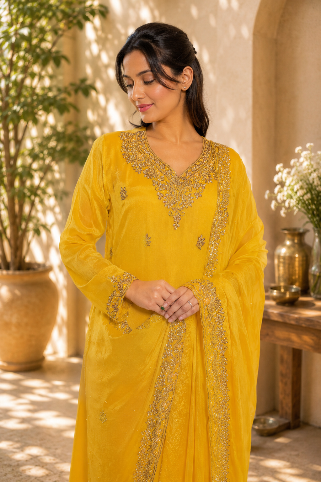 Noor-e-Mehfil - Embroidered Kurta Sharara Set with Dupatta