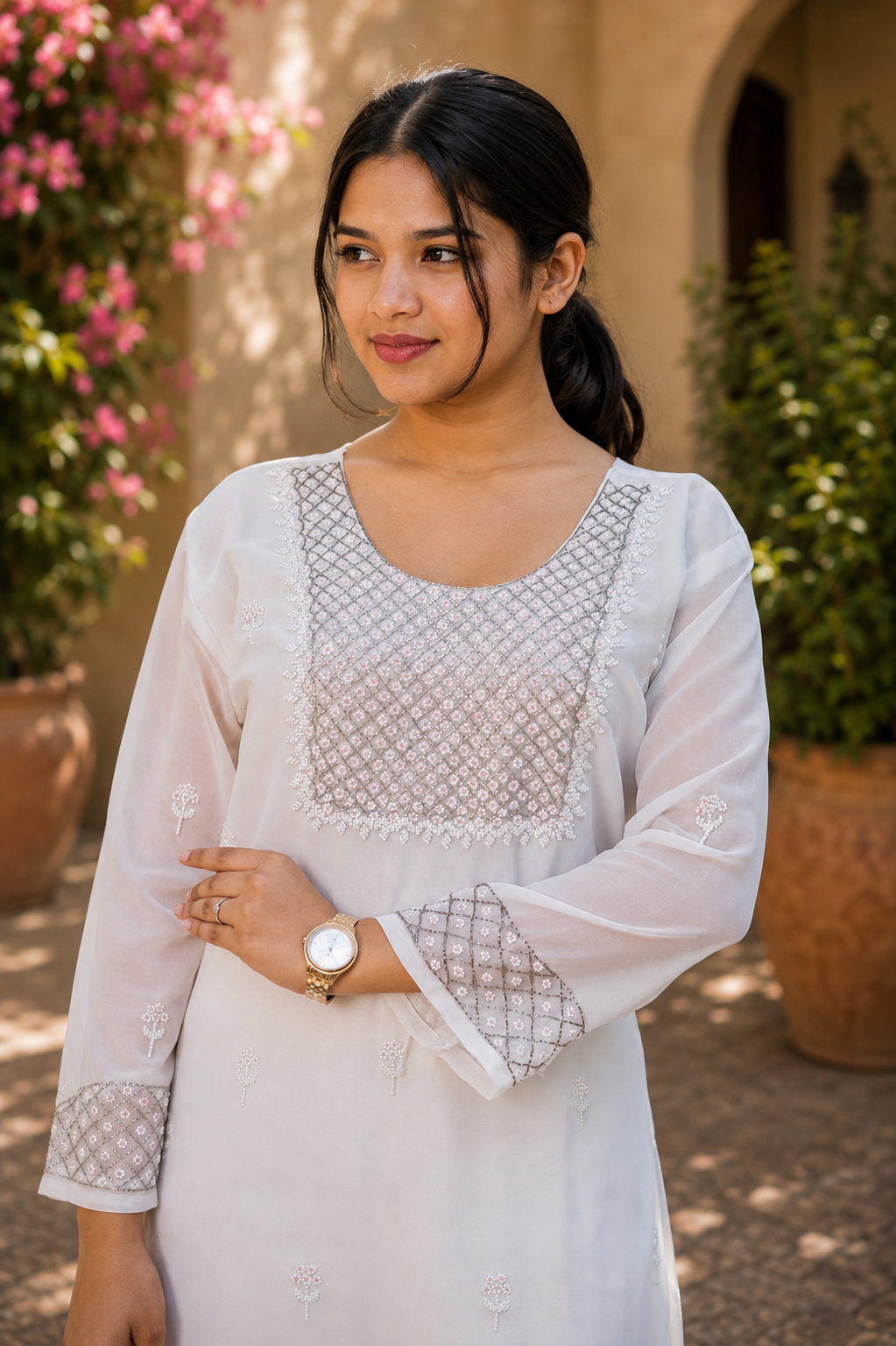 Zahra-E-Noor - White Lace Embroidered Suit