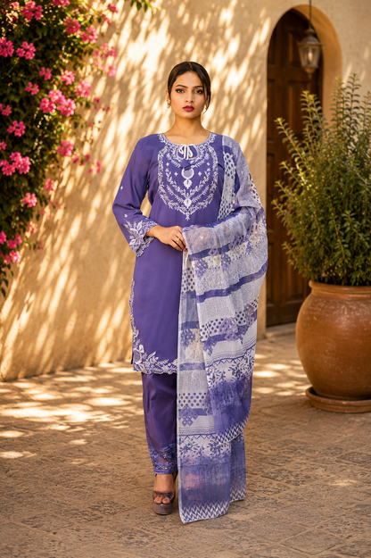 Wisteria Threadwork Embroidered 3-Piece Suit