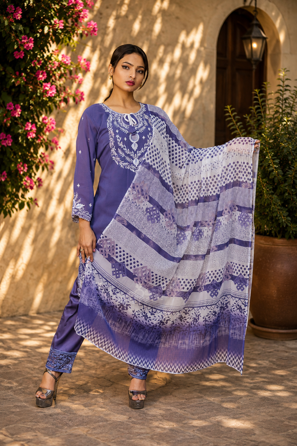 Wisteria Threadwork Embroidered 3-Piece Suit