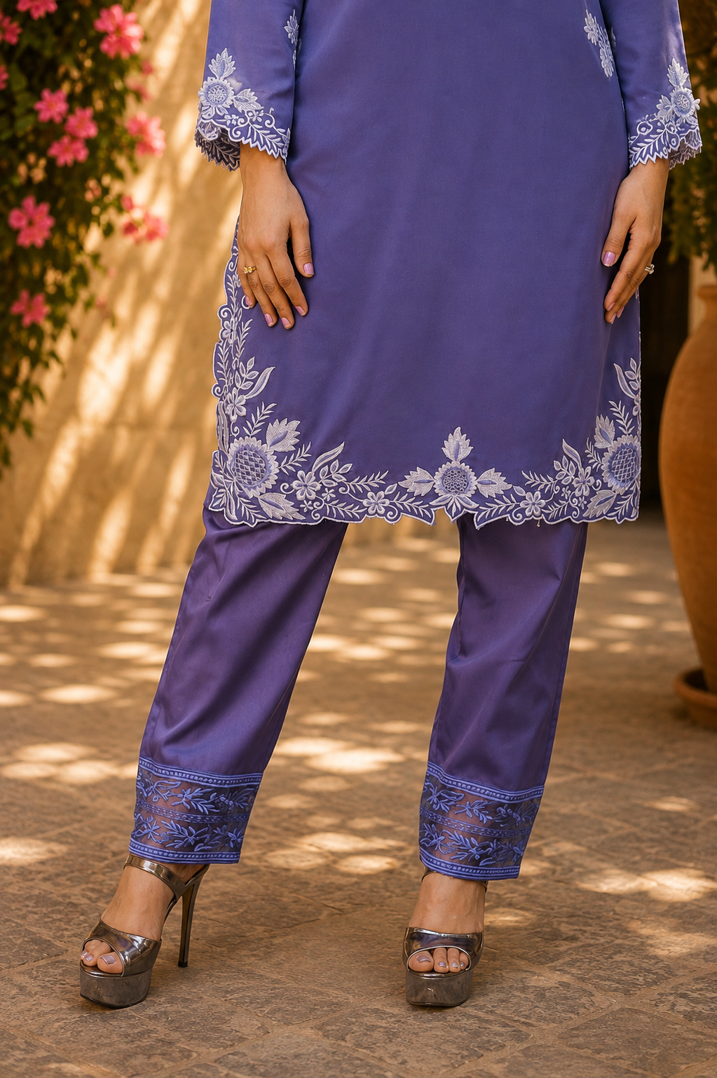 Wisteria Threadwork Embroidered 3-Piece Suit