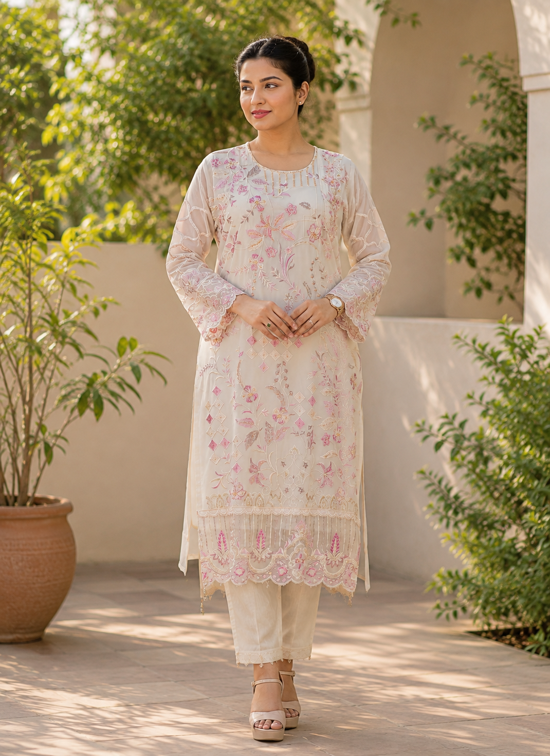 Zahra-E-Noor - Full Floral Style Embroidered Pakistani Suit