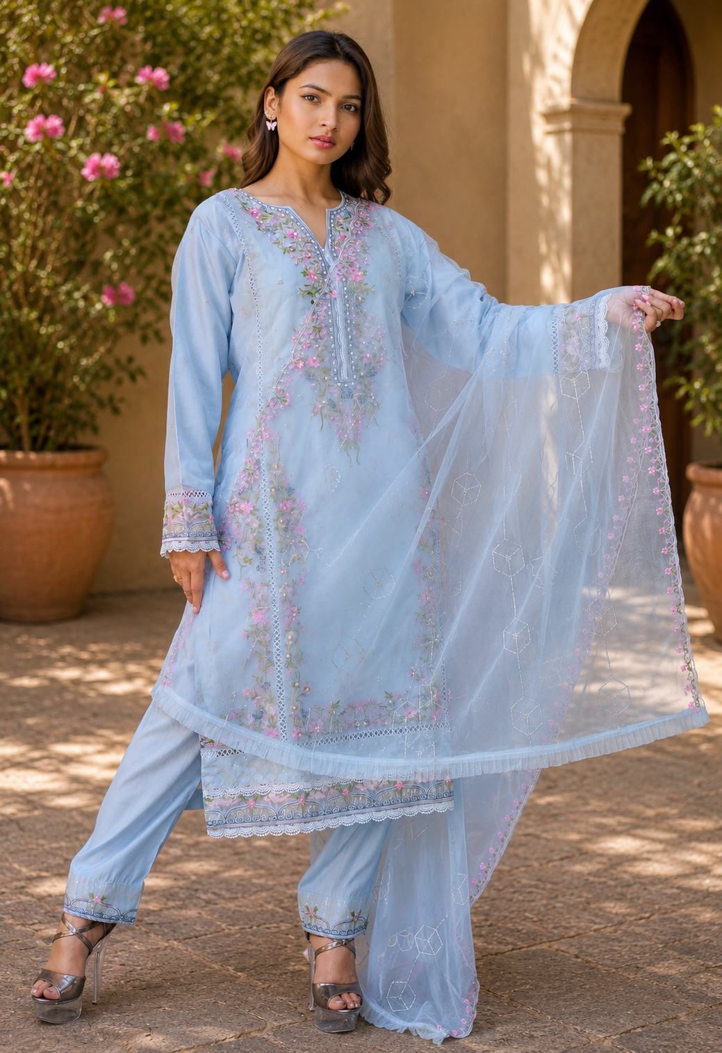 Zahra-E-Noor - Ornate Swirl Embroidered Pakistani Suit