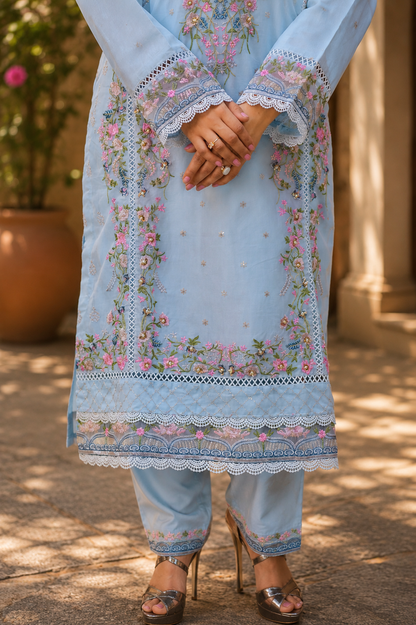 Zahra-E-Noor - Ornate Swirl Embroidered Pakistani Suit