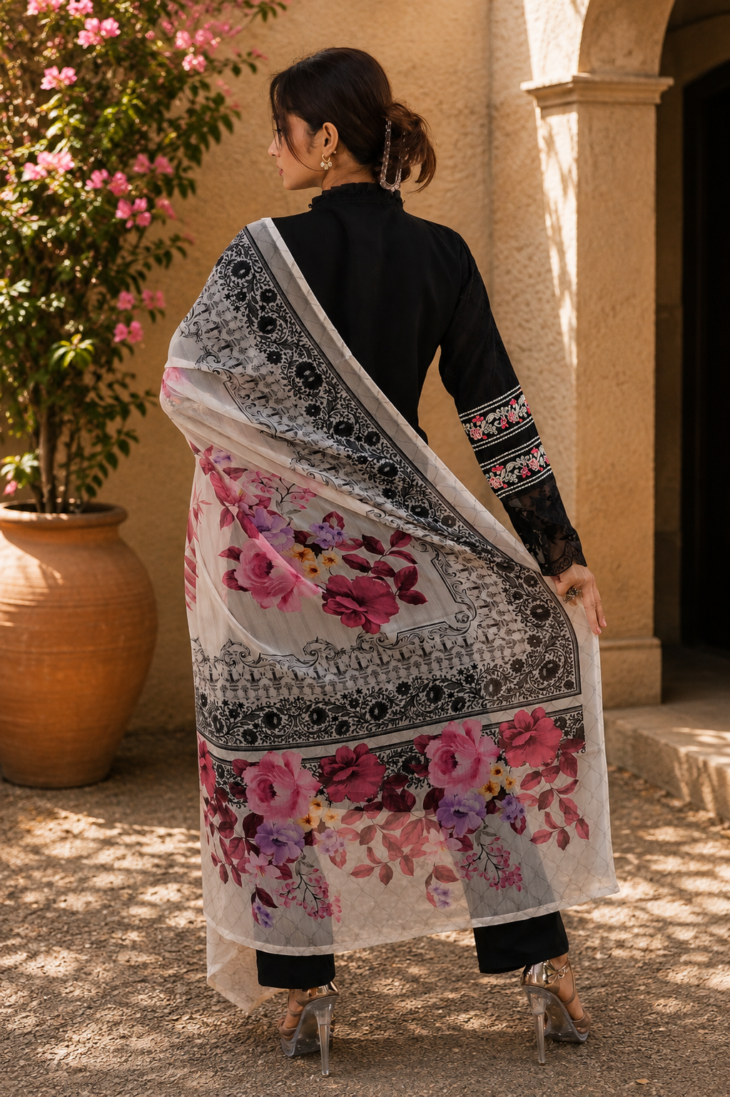 Zahra-E-Noor - Black Floral Embroidered Suit