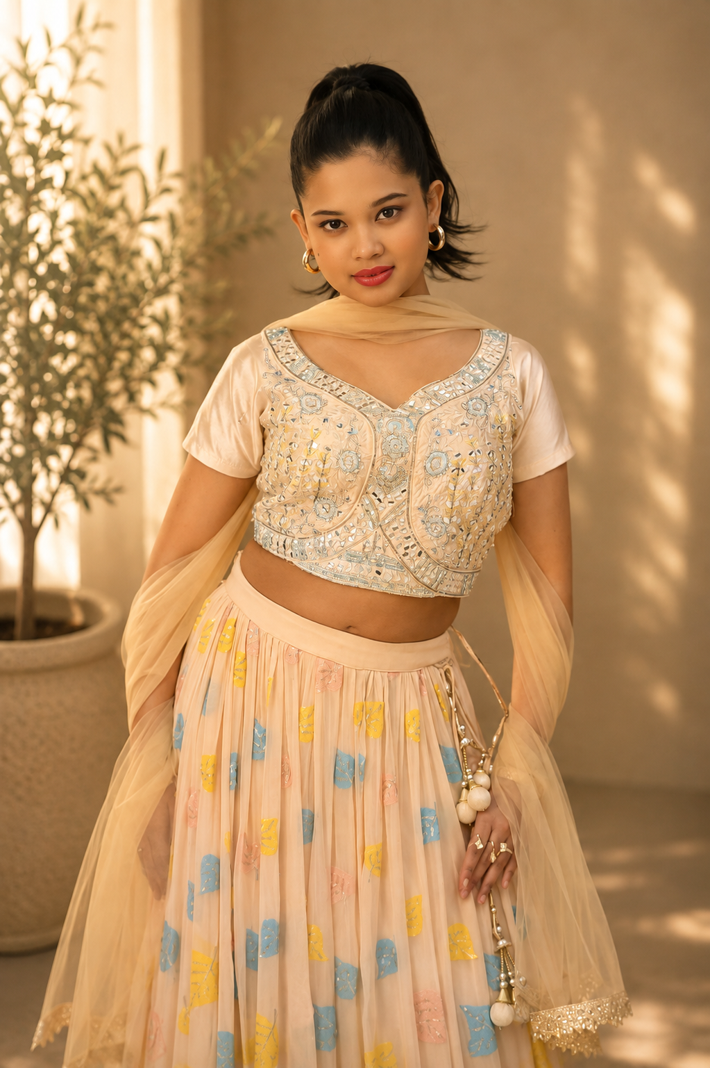 Raqs-e-Noor - Mirrorwork Lehenga