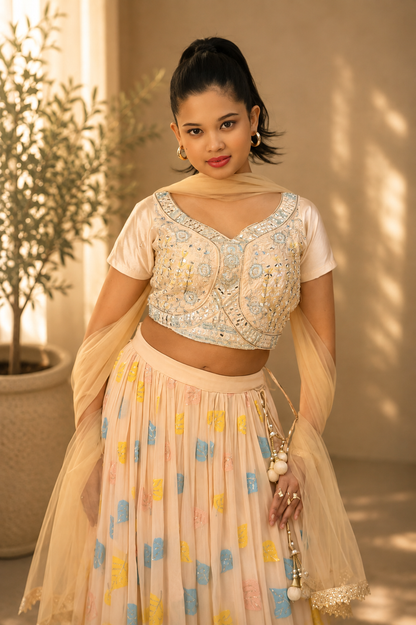Raqs-e-Noor - Mirrorwork Lehenga