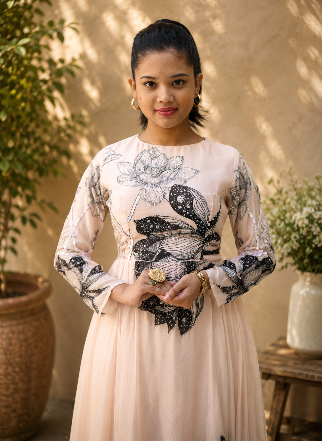 Meher-e-Noor - Lotus Sequin Gown