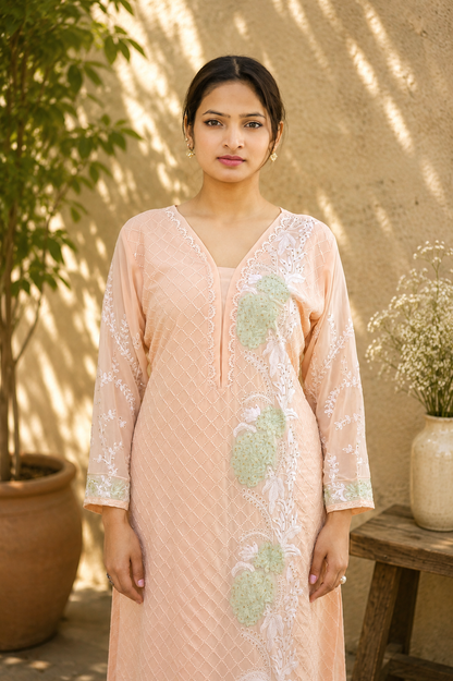 Blush Pearl Lattice Suit with Mint Lace Accent