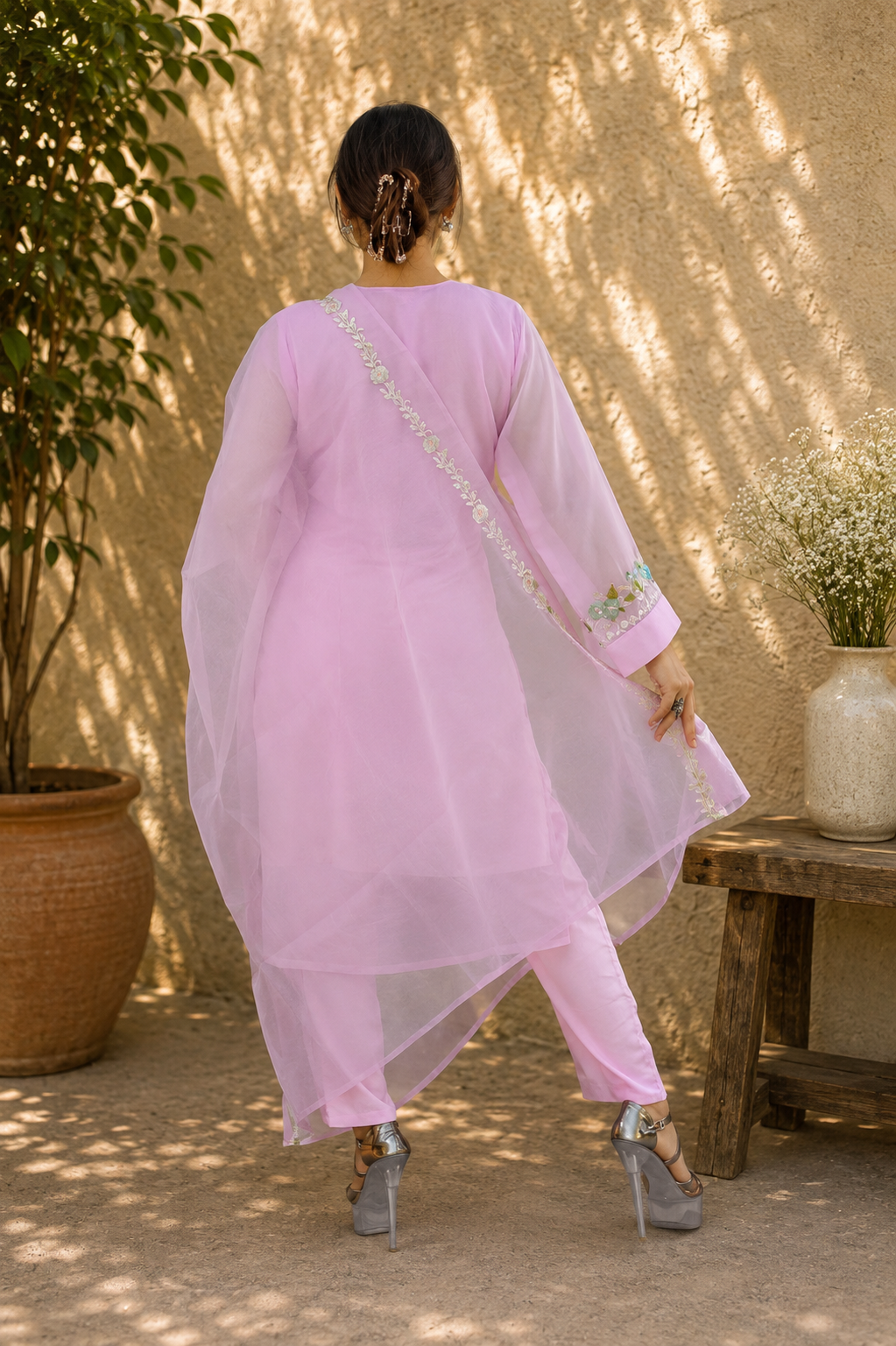 Lilac Floral Vine Embroidered Suit