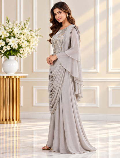 Meher-e-Noor - Draped Indo-Western Dress