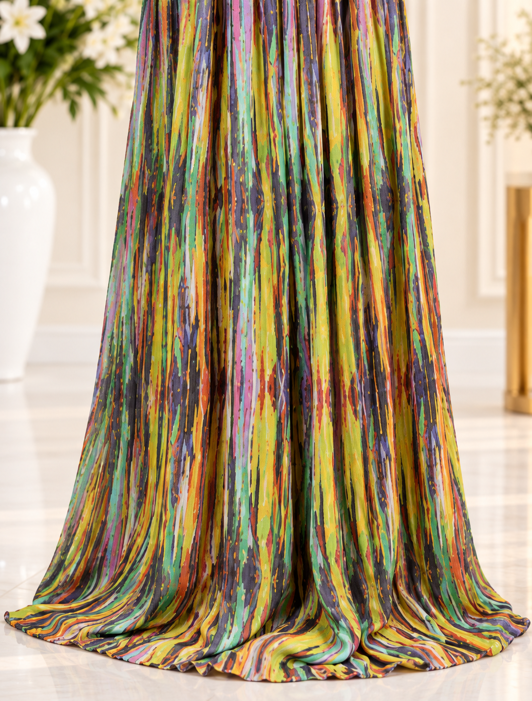 Meher-e-Noor - Multicolor Abstract Print Dress