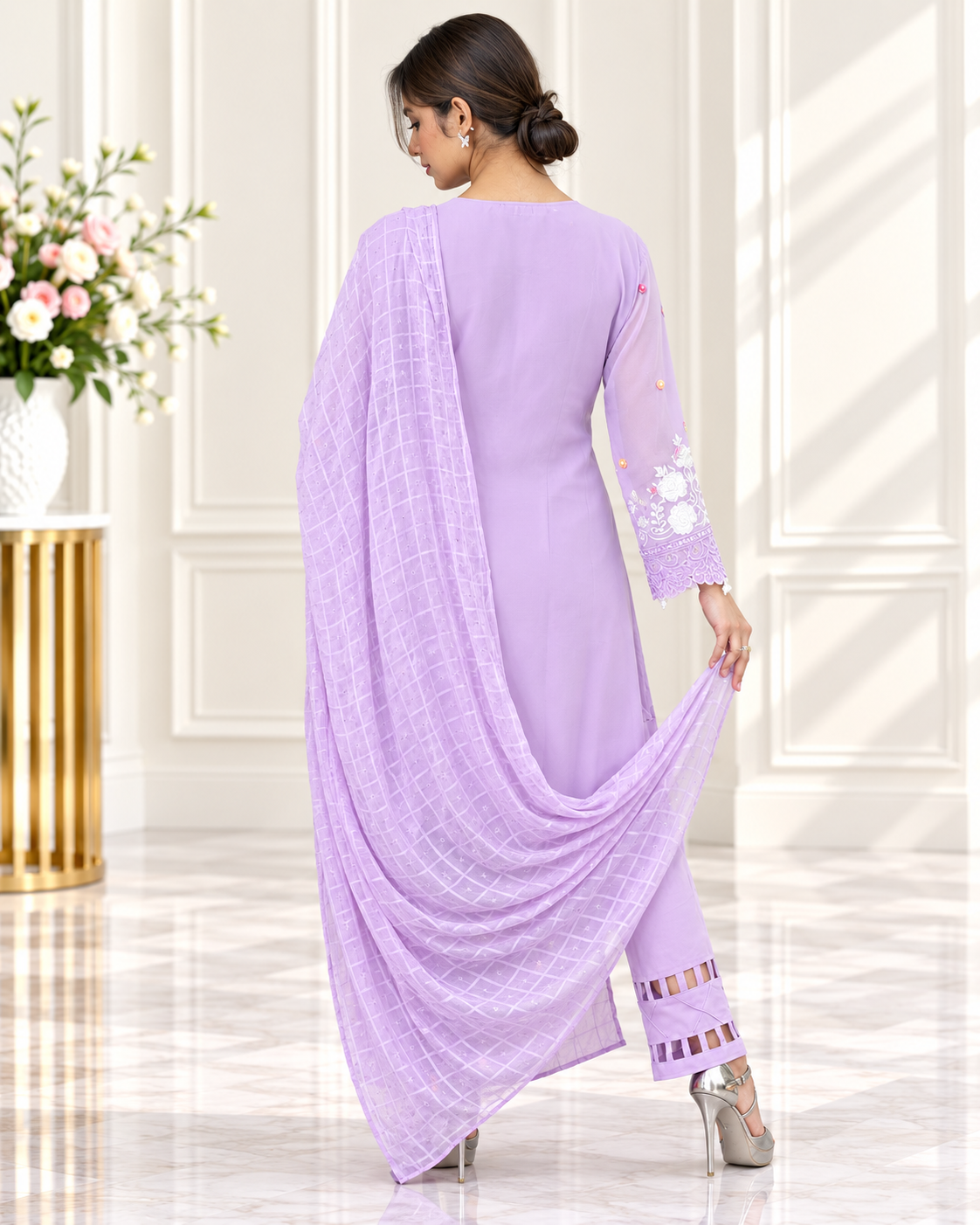 Zahra - e -Noor : Embroidered with Detailing Lace Pakistani Suit