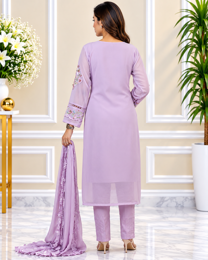 Zahra-E-Noor : Shawl Collar Sequin Embroidered Pakistani Suit