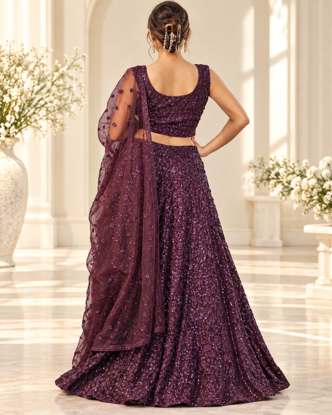 Raqs-e-Noor - Sequined Lehenga with Embroidered Dupatta