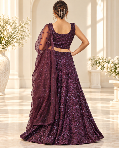 Raqs-e-Noor - Sequined Lehenga with Embroidered Dupatta