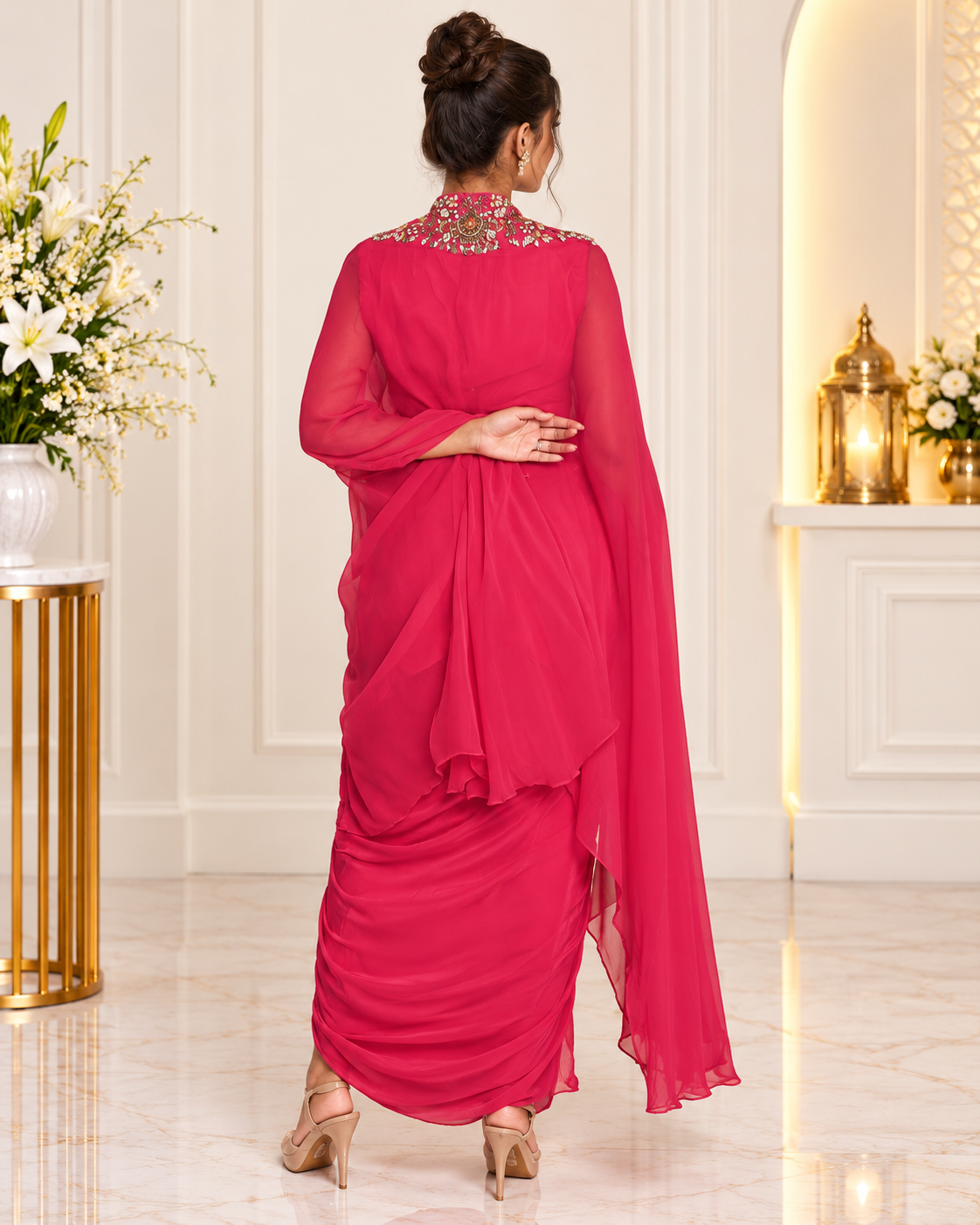 Meher-e-Noor - Embroidered Draped Co-Ord Set