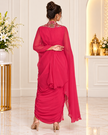 Meher-e-Noor - Embroidered Draped Co-Ord Set