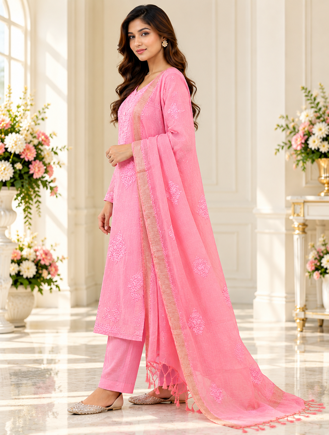Zahra-e-Noor - Blush Pink Embroidered Pakistani Suit Set