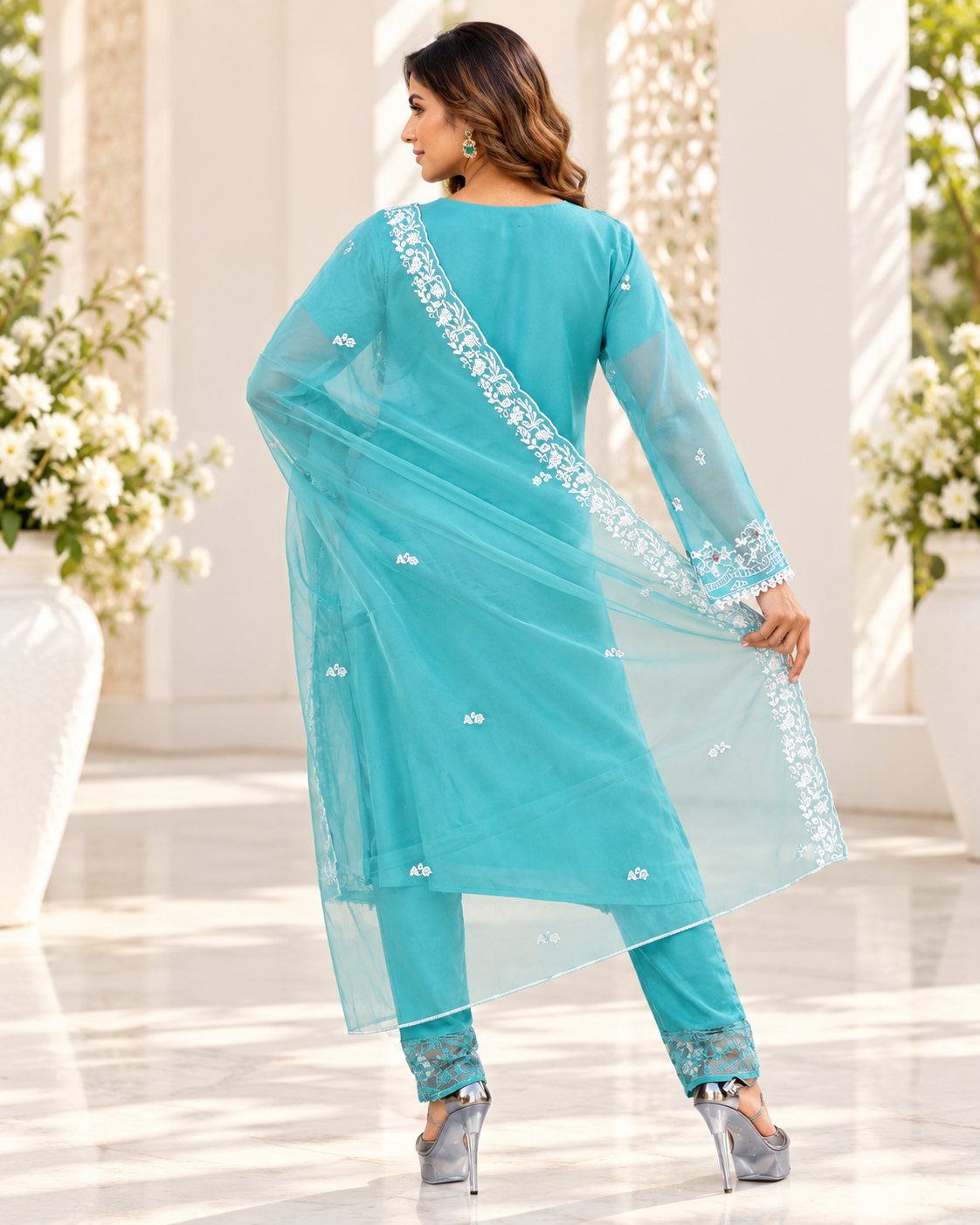 Zahra-E-Noor - Silver Embroidery Pearl Suit