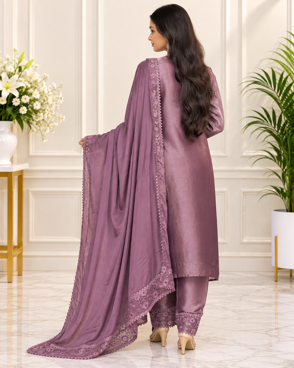Zahra-E-Noor : Cutwork Lace Embroidered Suit