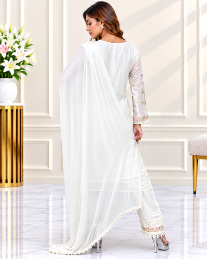 Zahra-E-Noor : Peral ThreadWork Pakistani Suit with Dupatta