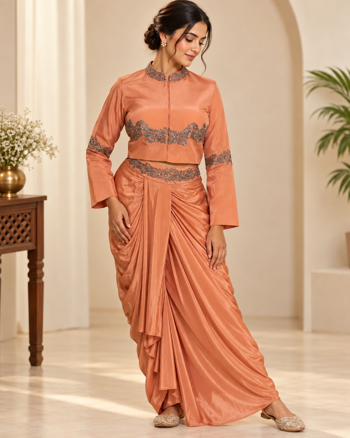 Meher-e-Noor - Indo-Western Draped Co-Ord Set