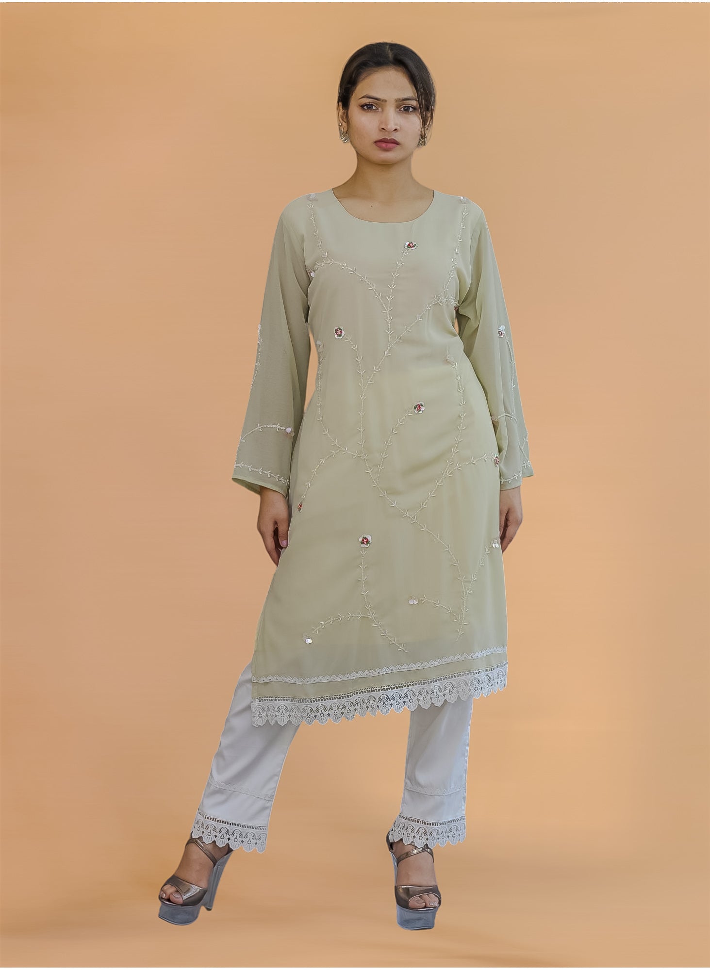 Peach Blossom Pakistani Lawn Suit