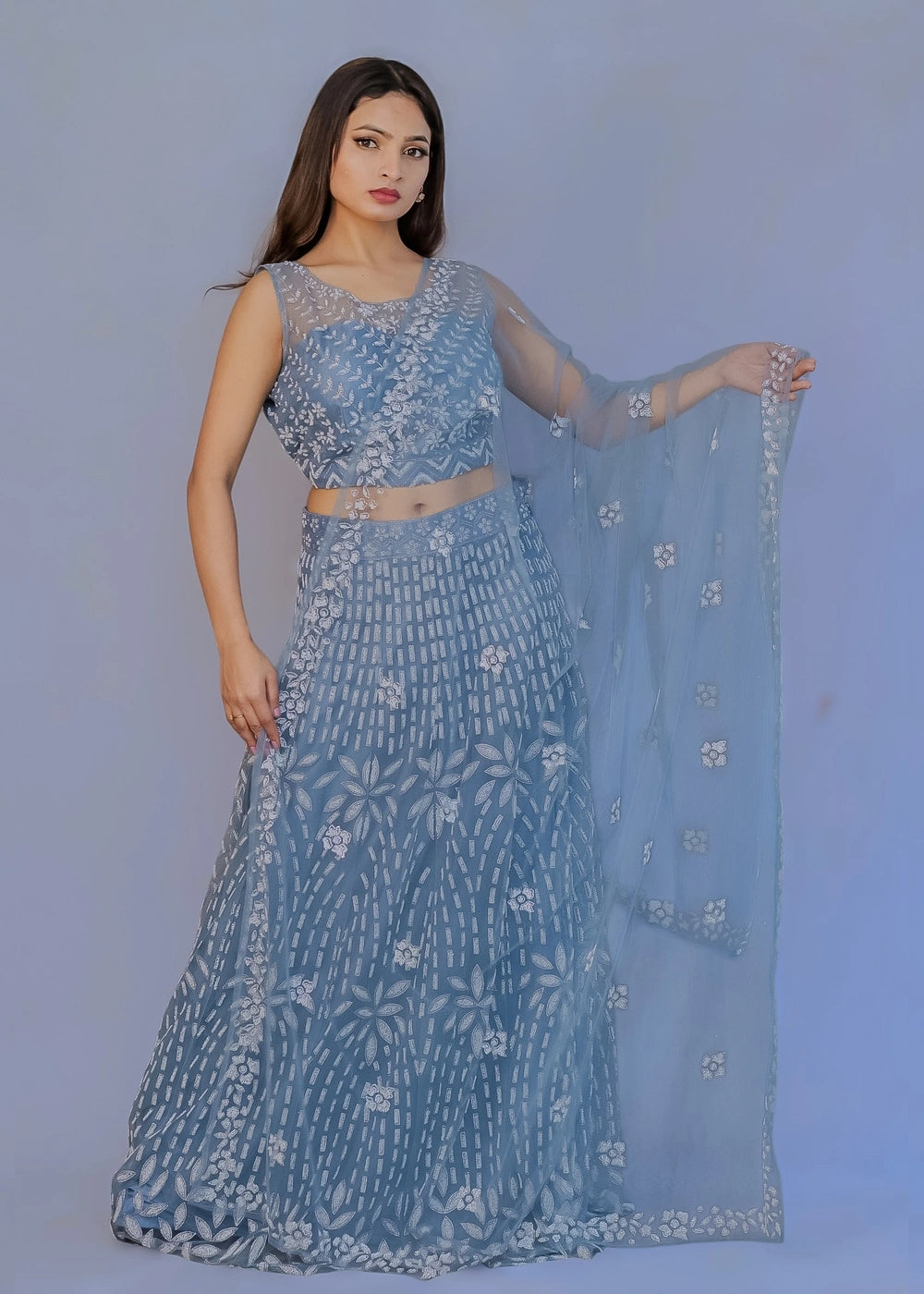 Embroidered sleeveless blouse (choli)