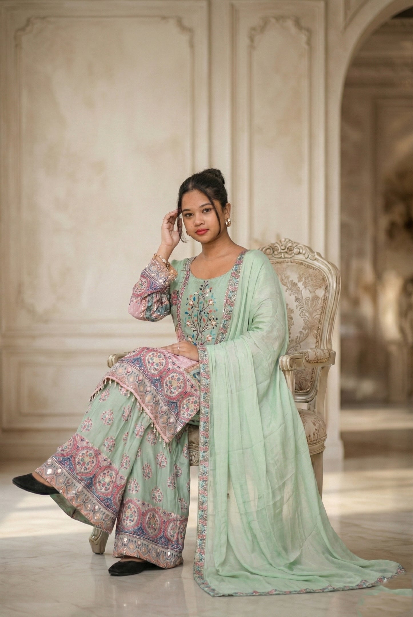 Combined Color Sharara Suit