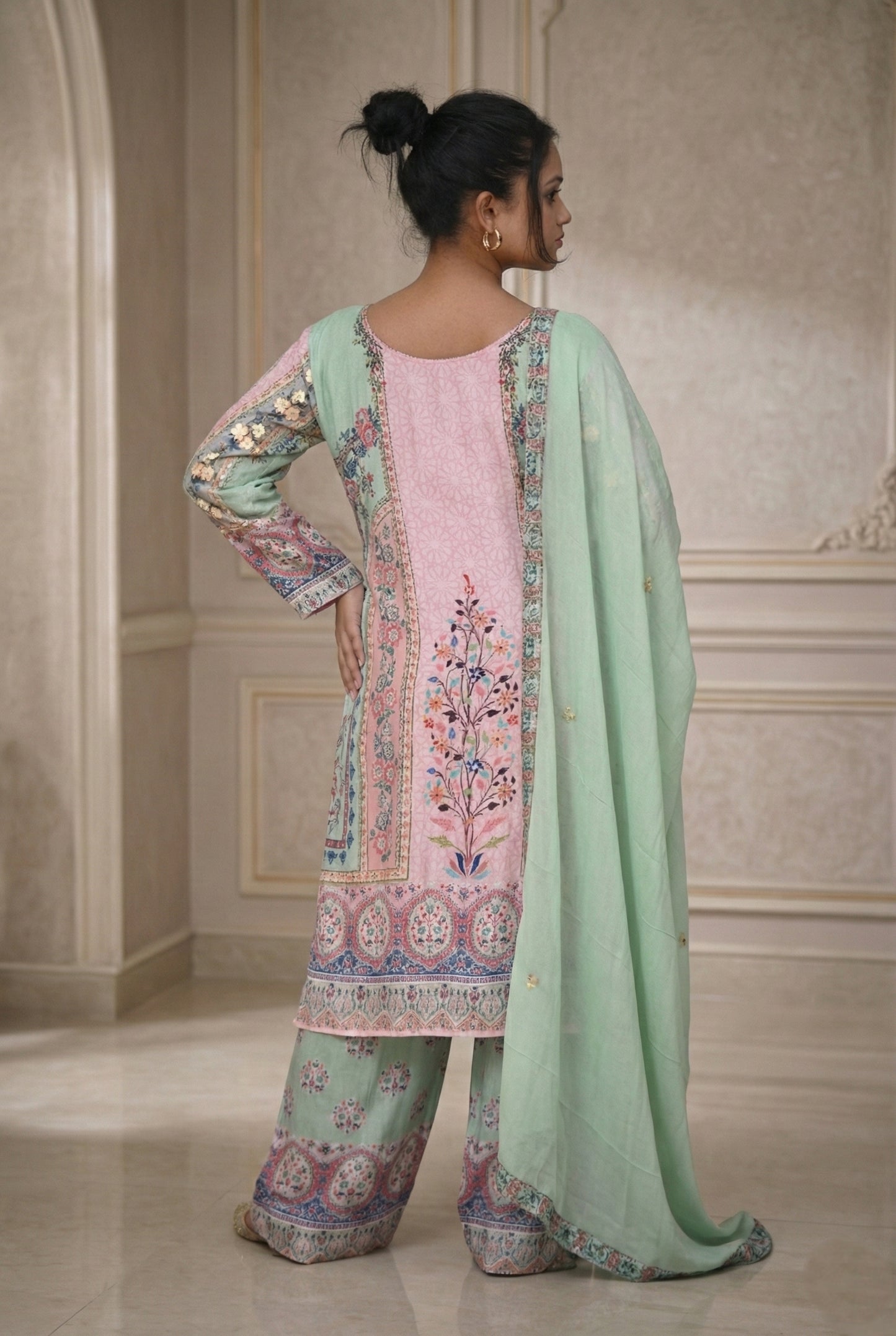 Combined Color Sharara Suit