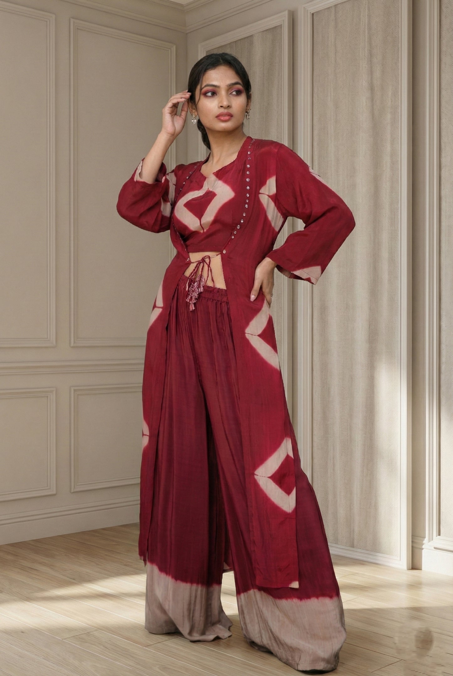 Maroon Sharara Suit