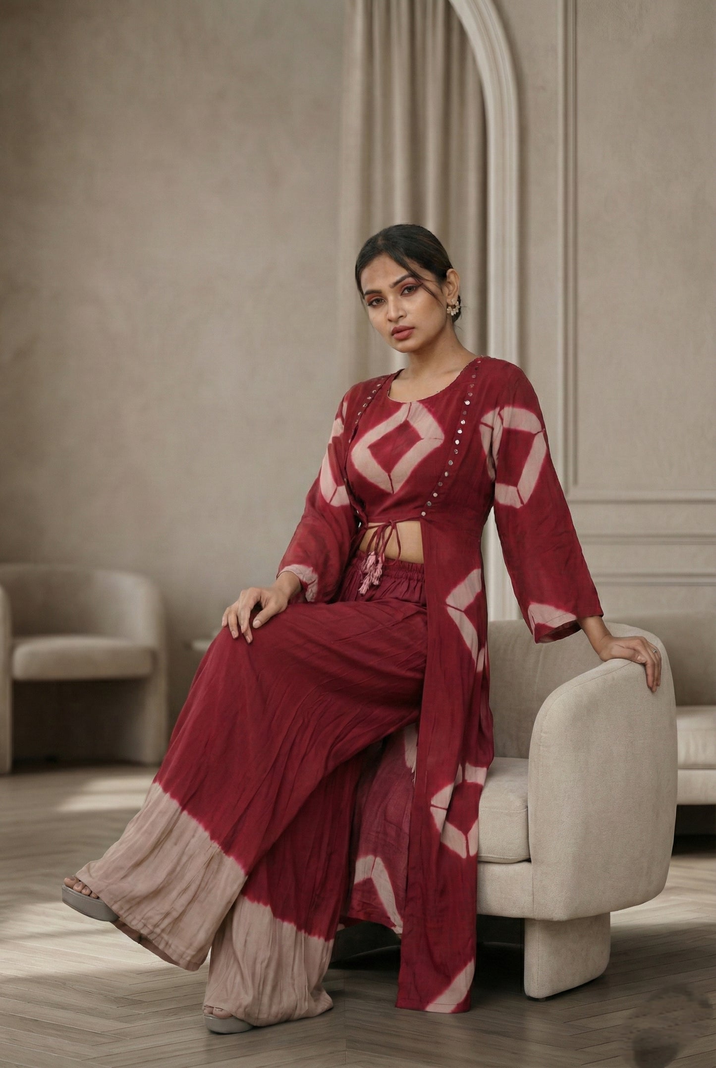 Maroon Sharara Suit