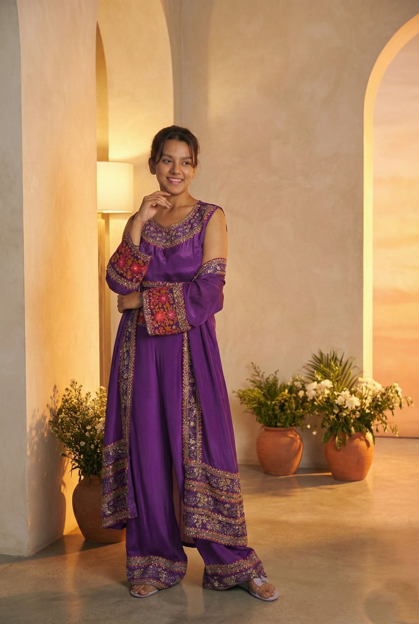 Voilet Embroidry Sharara Suit