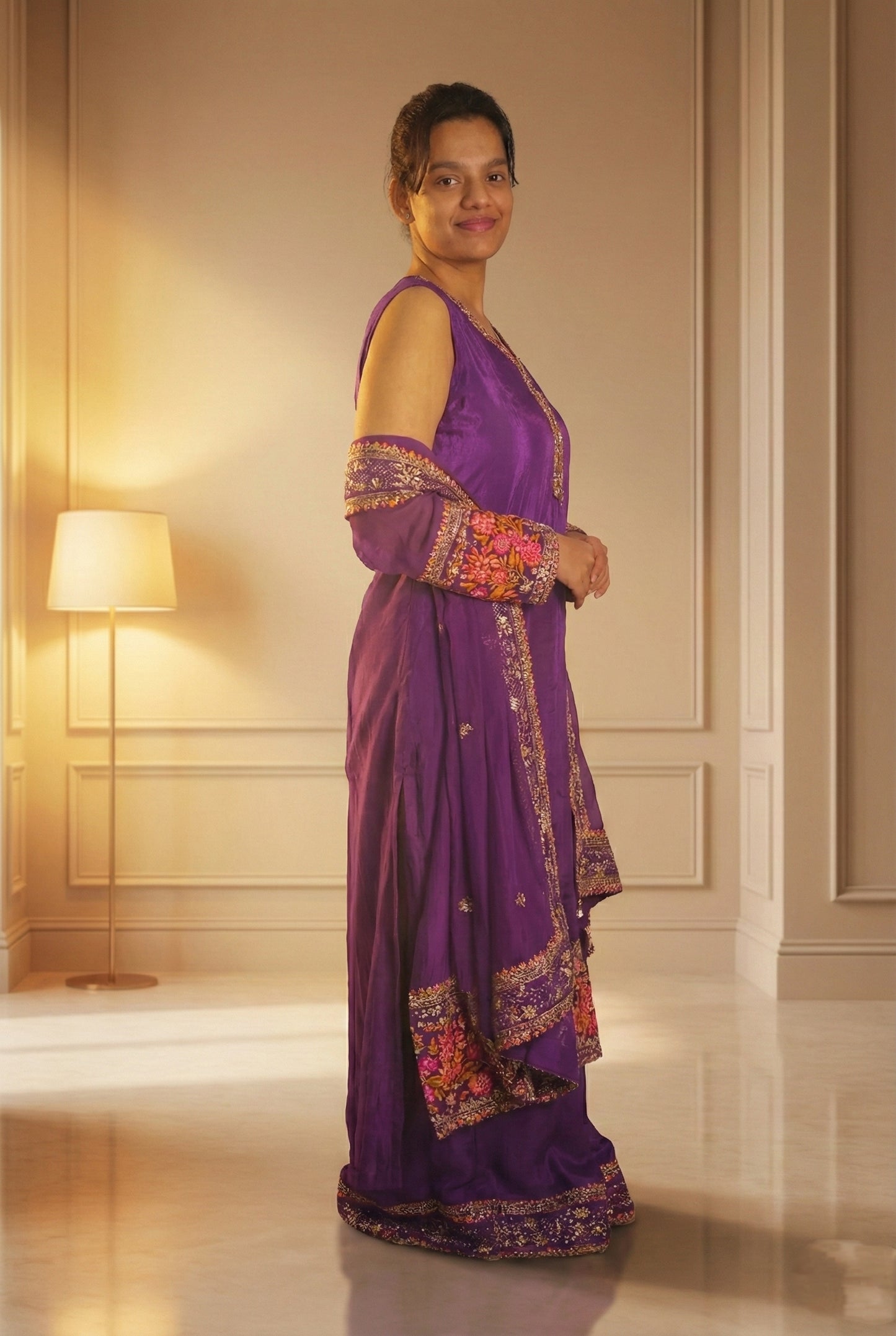Voilet Embroidry Sharara Suit