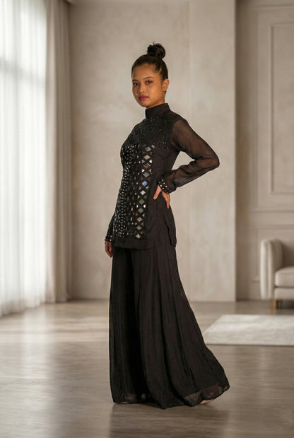 Black Embroidry Sharara Suit