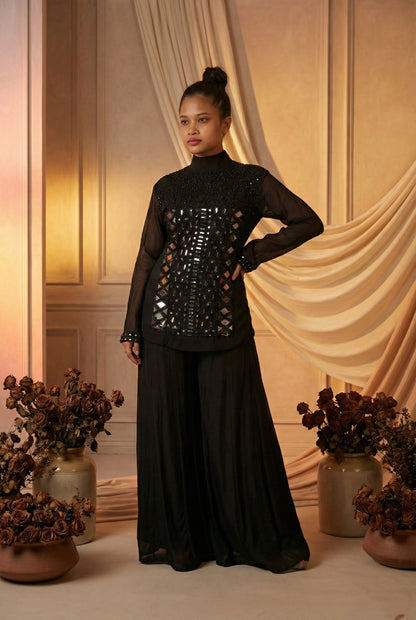 Black Embroidry Sharara Suit