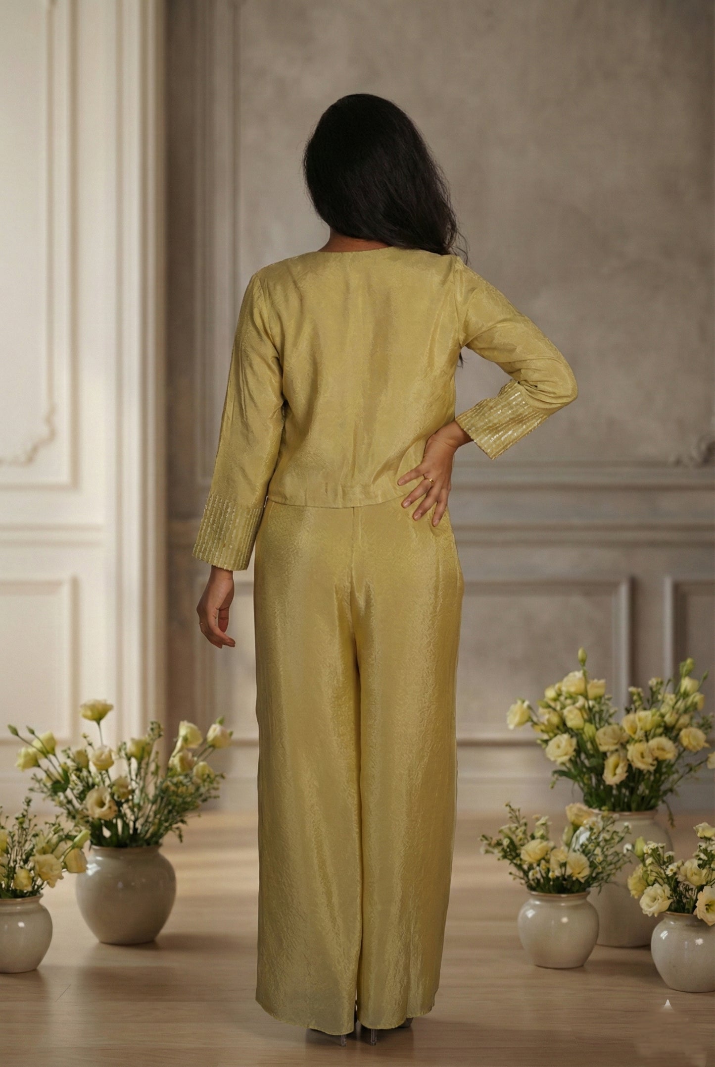 Light Green Embrodiery Sharara Suit