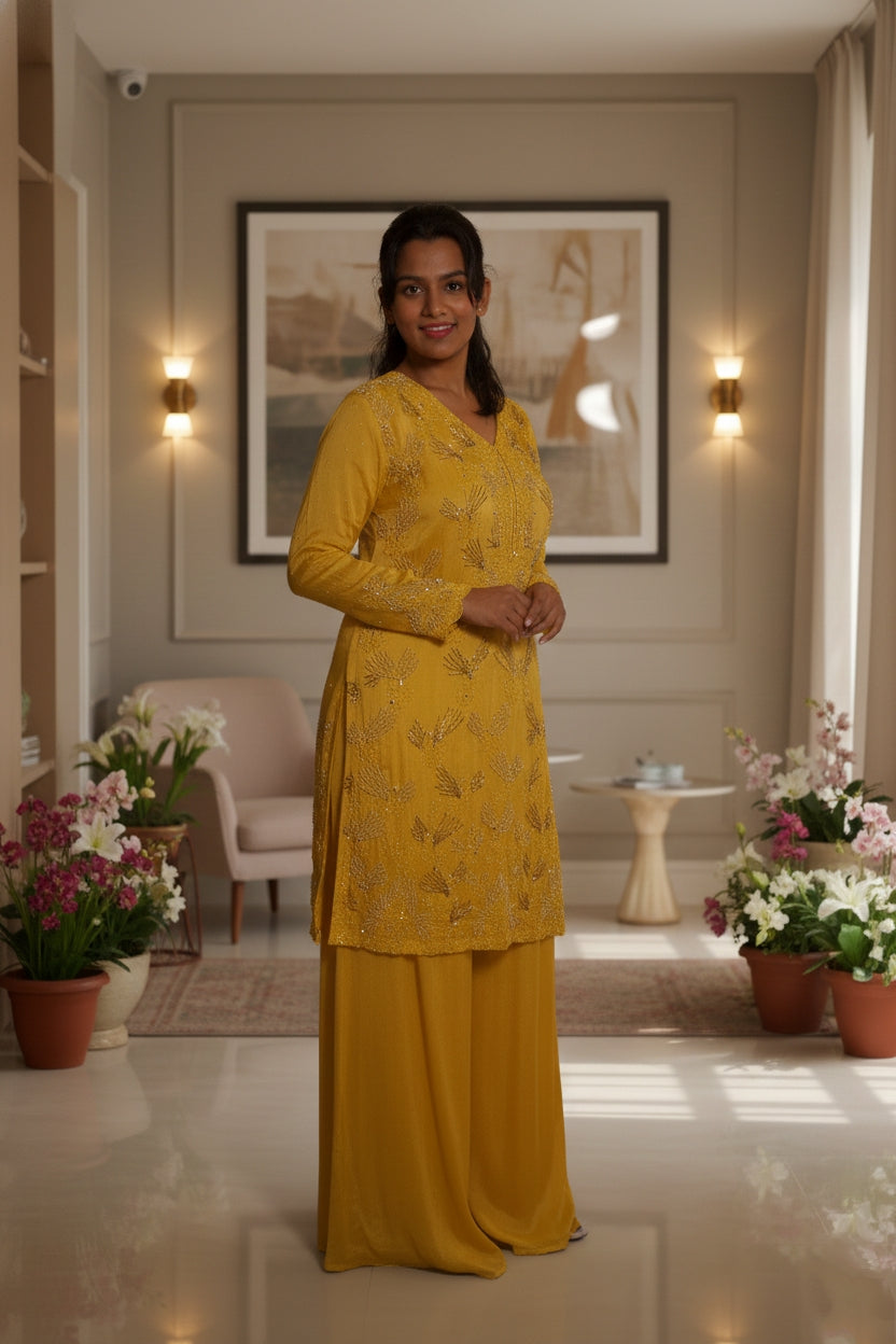 Yellow Full Designer Sharara Suit