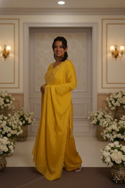 Yellow Full Designer Sharara Suit