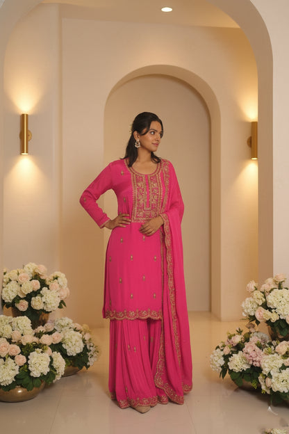 Magenta Sharara Suit