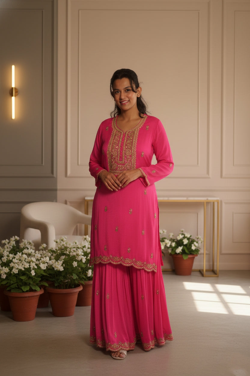 Magenta Sharara Suit