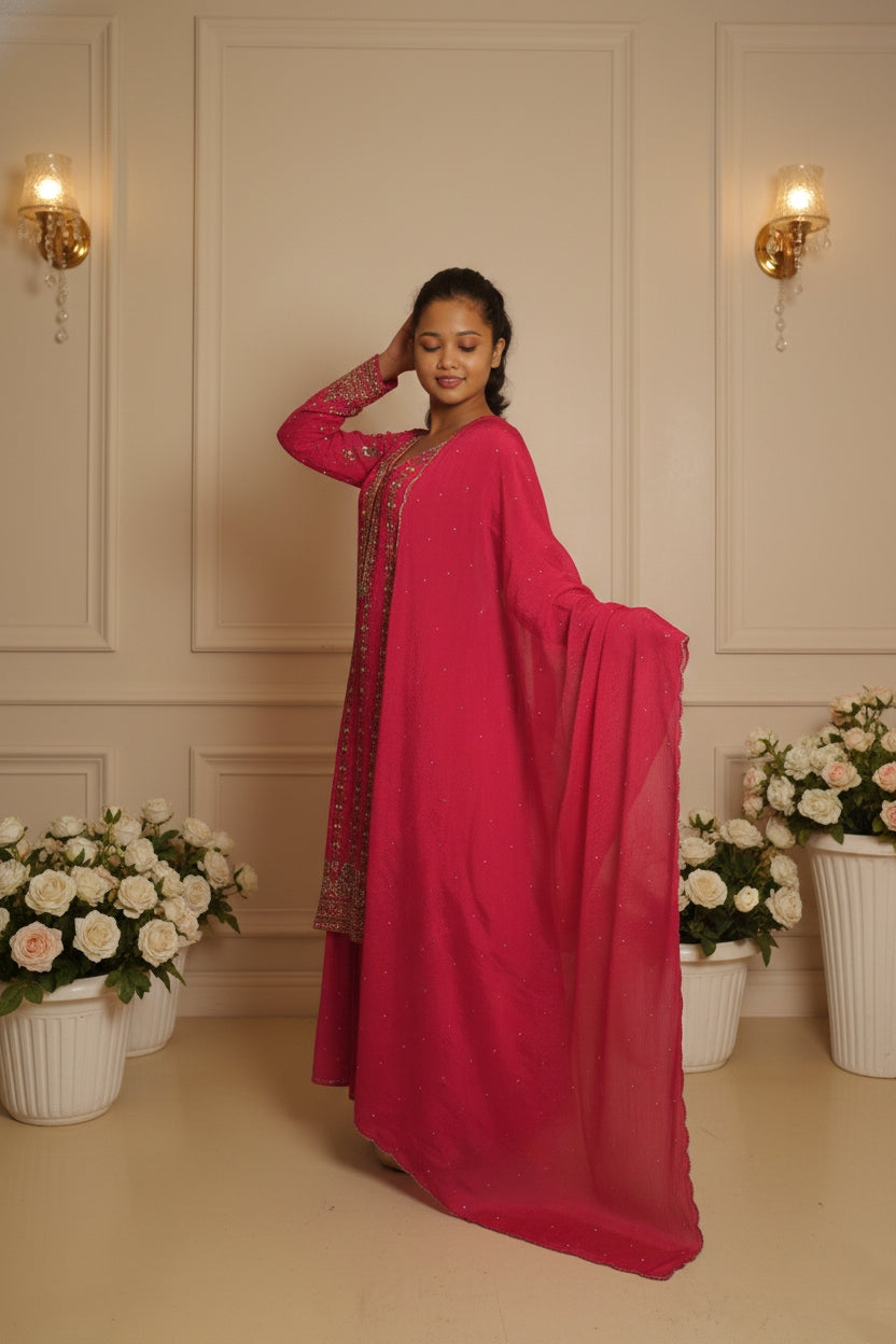 Red Sharara Suit