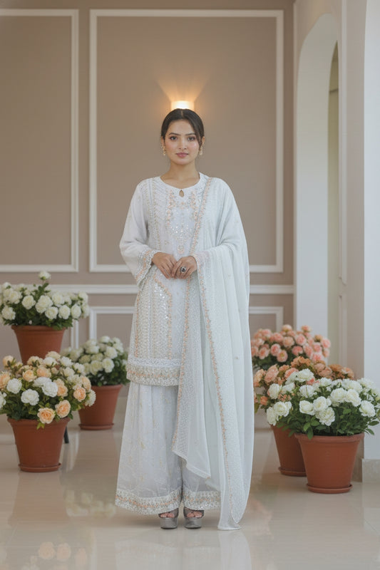 White Sharara Suit