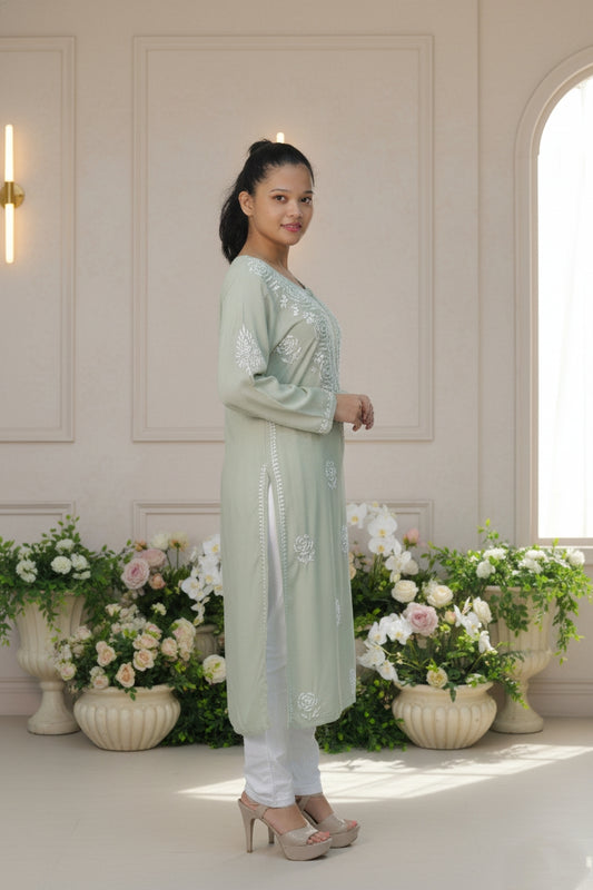 Pista Color Chikankari Suit