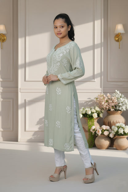 Pista Color Chikankari Suit