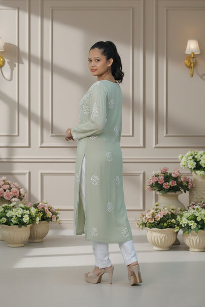 Pista Color Chikankari Suit