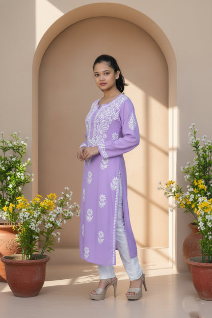 Lavendar Kurti Chikankari Suit